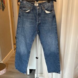 Agolde womens Classic Blue Straight Jeans